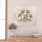 Vintage tropical palm tree beach island art Wall Tapestry Gallery Image 2