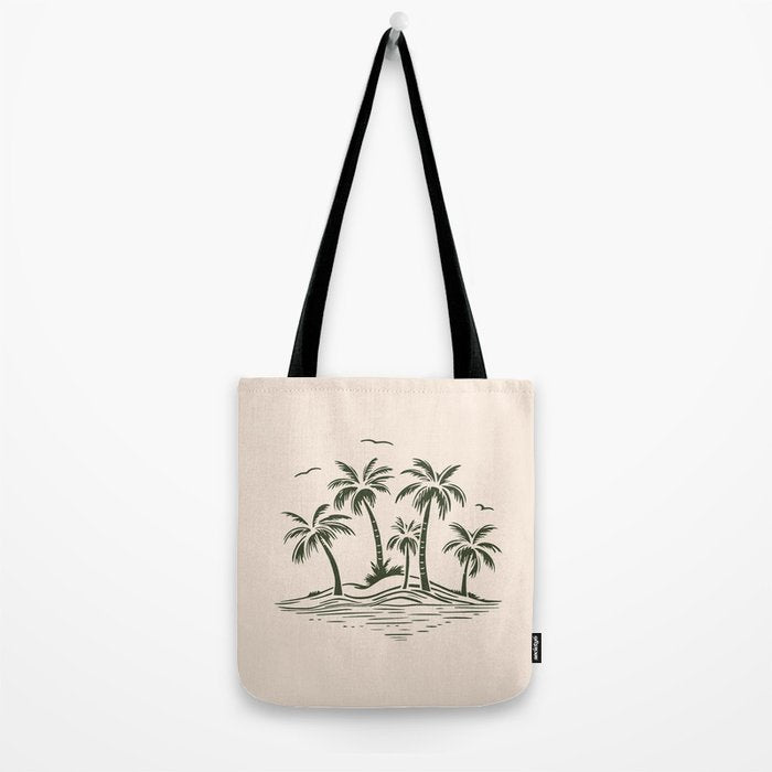 Vintage tropical palm tree beach island art Tote Bag Gallery Image 2
