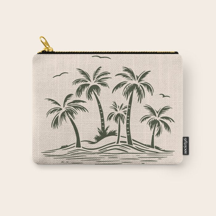 Vintage tropical palm tree beach island art Carry All Pouch Gallery Image 1