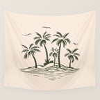 Vintage tropical palm tree beach island art Wall Tapestry Gallery Image 4