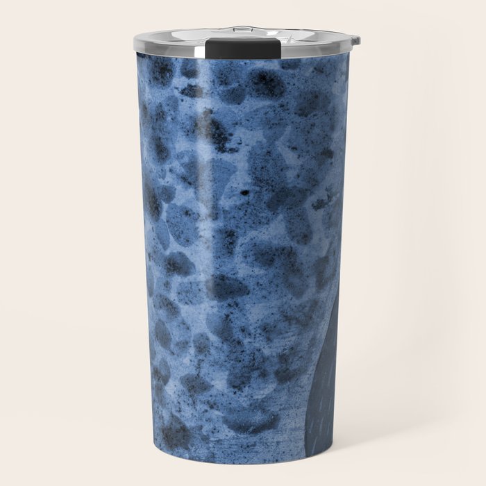 Garden Lilac Flower Painting in Navy Blue Travel Mug Gallery Image 1