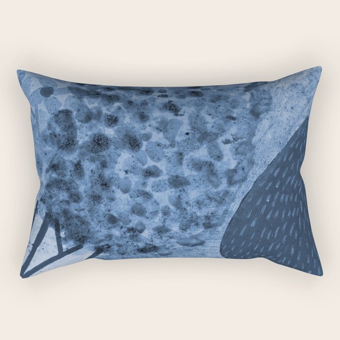 Garden Lilac Flower Painting in Navy Blue Rectangular Pillow Gallery Image 2