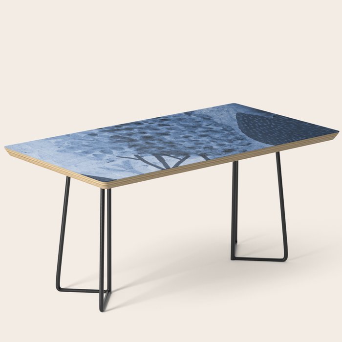 Garden Lilac Flower Painting in Navy Blue Coffee Table Gallery Image 1