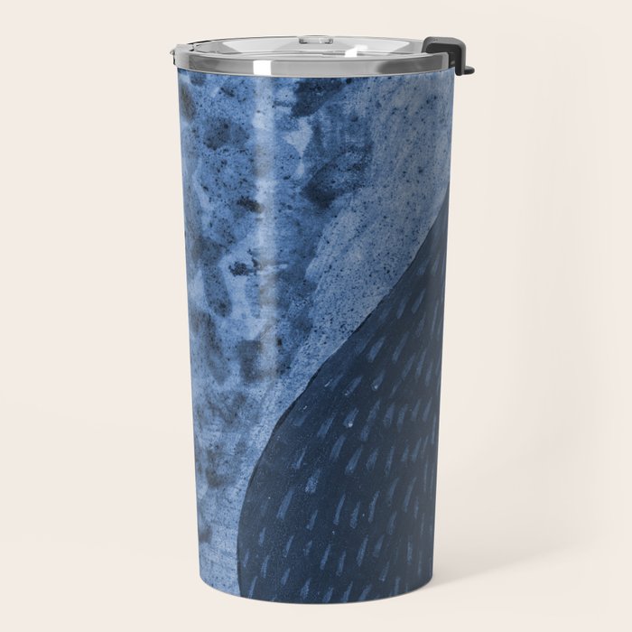 Garden Lilac Flower Painting in Navy Blue Travel Mug Gallery Image 2