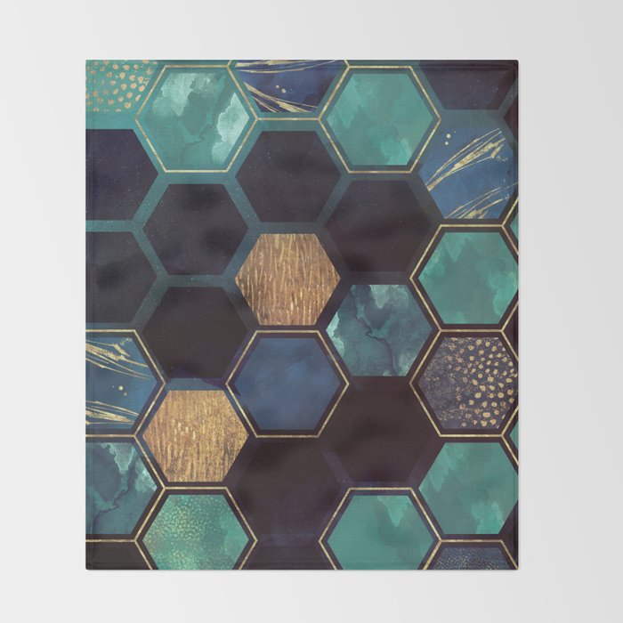 Blue & Gold Throw Blanket Gallery Image 2