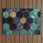 Blue & Gold Outdoor Rug Gallery Image 1