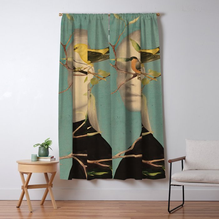 Woman and Birds Window Curtain Gallery Image 1
