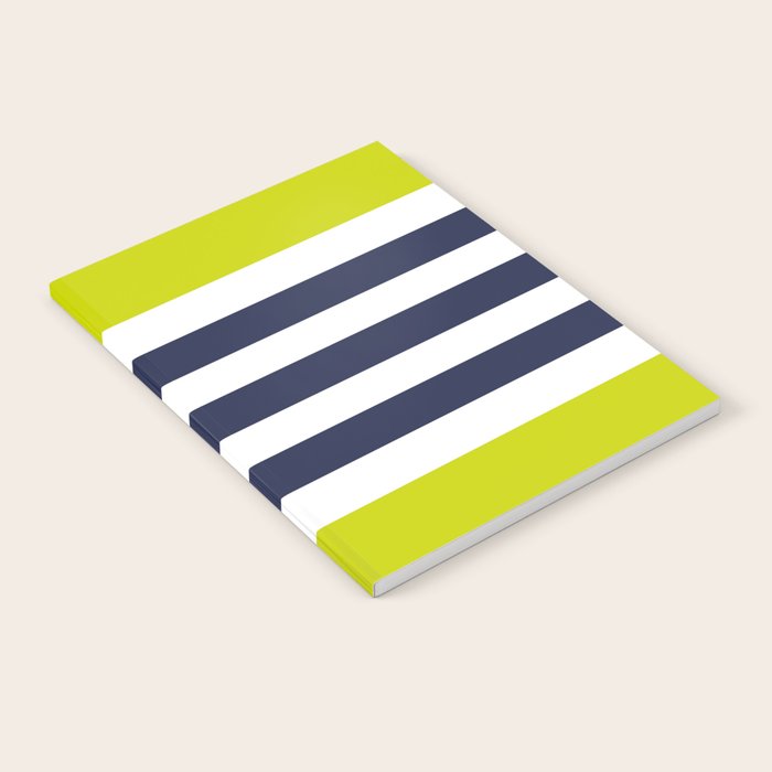 Modern Classy Navy Blue Lime Green STRIPES Notebook Gallery Image 2