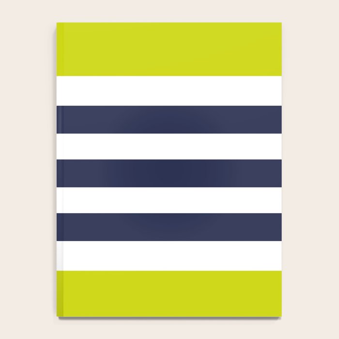 Modern Classy Navy Blue Lime Green STRIPES Notebook Gallery Image 4