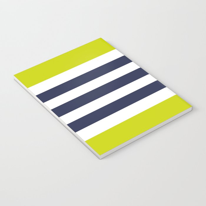 Modern Classy Navy Blue Lime Green STRIPES Notebook Gallery Image 3