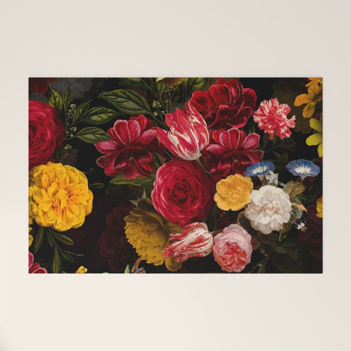 Dutch Vintage Midnight Flower Garden Welcome Mat Gallery Image 1