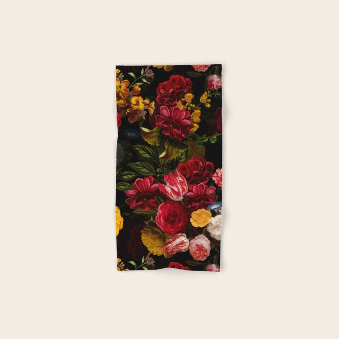 Dutch Vintage Midnight Flower Garden Bath Towel Gallery Image 1