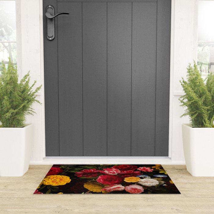 Dutch Vintage Midnight Flower Garden Welcome Mat Gallery Image 3