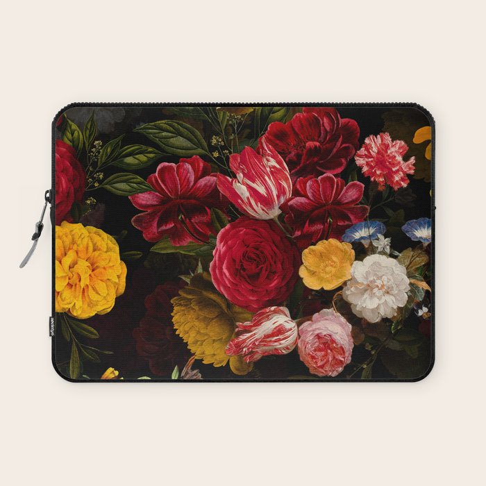 Dutch Vintage Midnight Flower Garden Laptop Sleeve Gallery Image 1