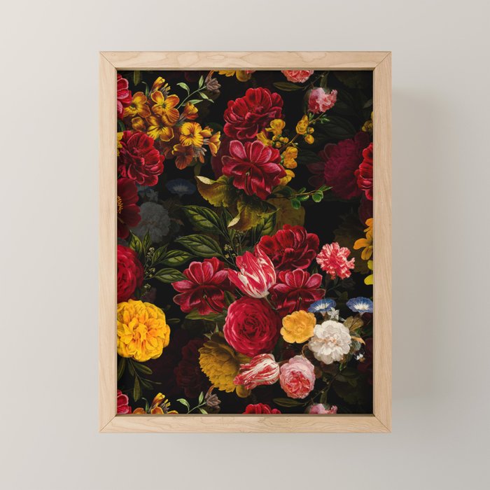 Dutch Vintage Midnight Flower Garden Mini Art Print Gallery Image 1