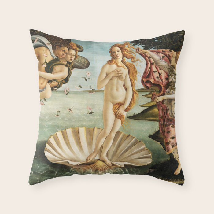 The Birth of Venus by Sandro Botticelli Throw Pillow Gallery Image 6