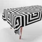 Greek Key Pattern 122 Black and White Tablecloth Gallery Image 1