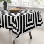 Greek Key Pattern 122 Black and White Tablecloth Gallery Image 3