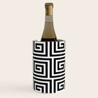 Greek Key Pattern 122 Black and White Wine Chiller Gallery Image 2