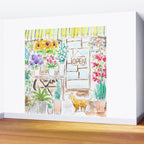 cheerful flower shop and a cat watercolor  Wall Mural Gallery Image 2