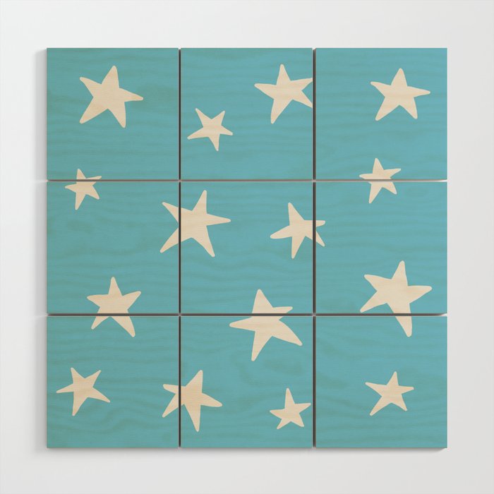 Stars Sky Blue Wood Wall Art Gallery Image 1