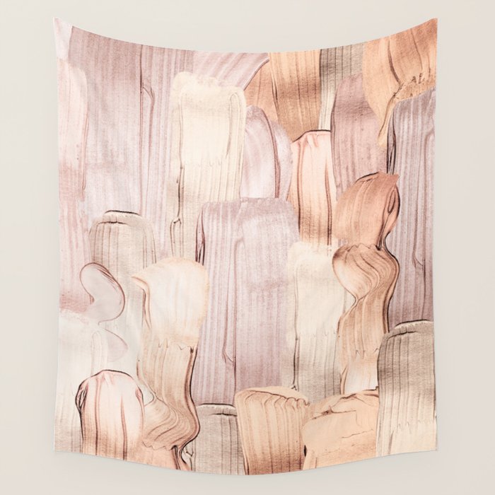 Shiny Metal Copper Hand Drawn Strokes Wall Tapestry Gallery Image 4