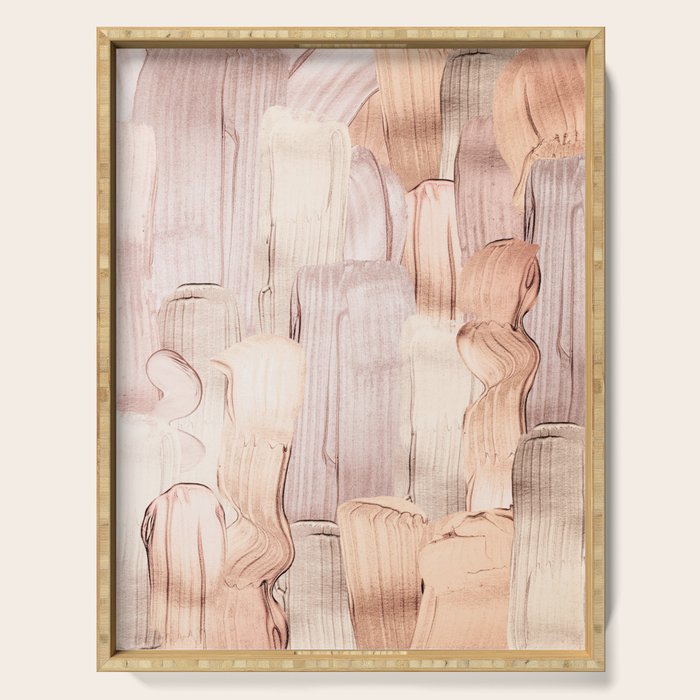 Shiny Metal Copper Hand Drawn Strokes Serving Tray Gallery Image 1