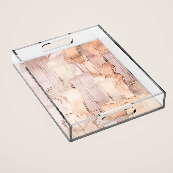 Shiny Metal Copper Hand Drawn Strokes Acrylic Tray Gallery Image 1