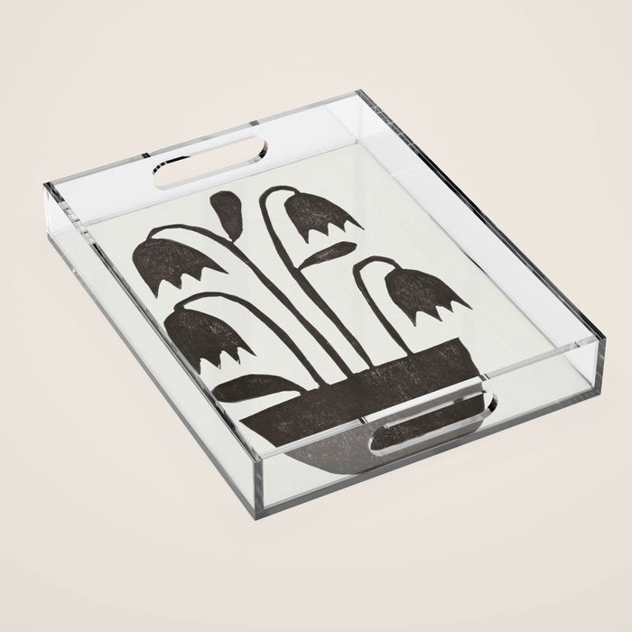Linocut Tulips #2 Acrylic Tray Gallery Image 1