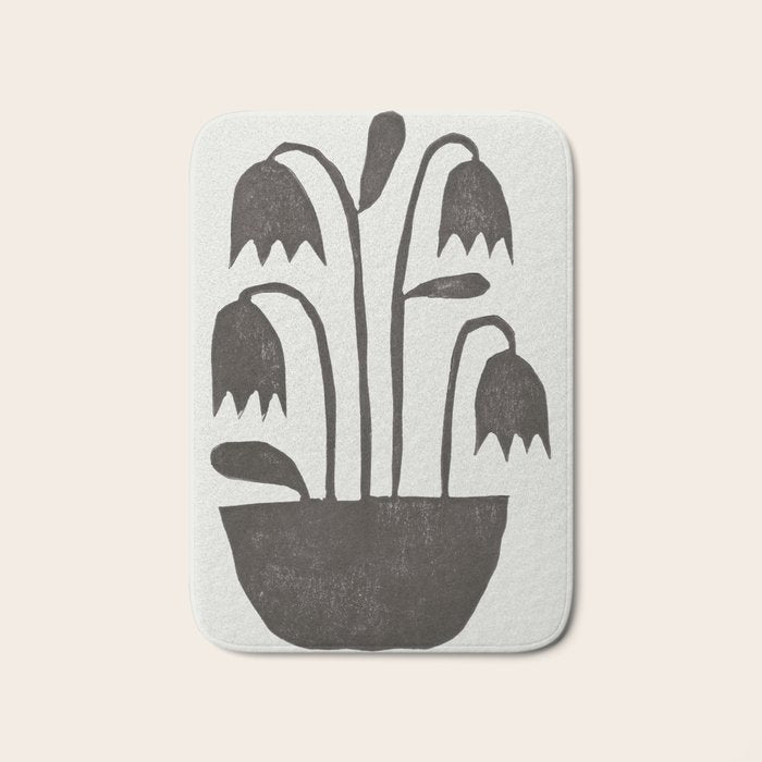 Linocut Tulips #2 Bath Mat Gallery Image 1