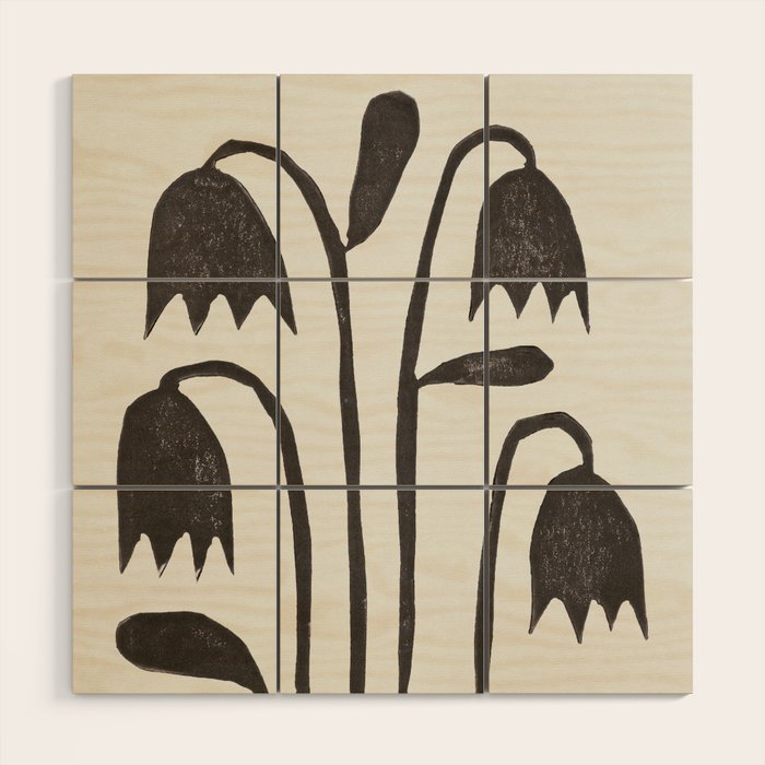 Linocut Tulips #2 Wood Wall Art Gallery Image 1