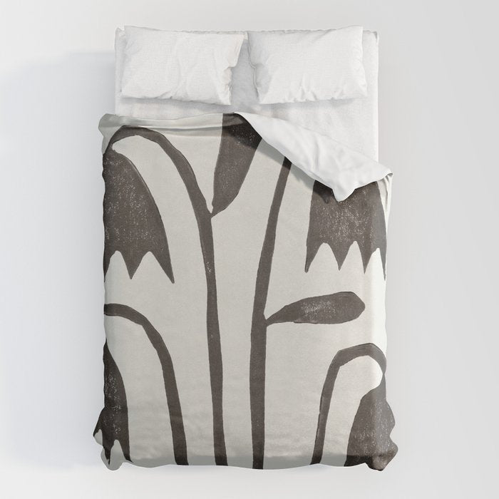Linocut Tulips #2 Duvet Cover Gallery Image 6