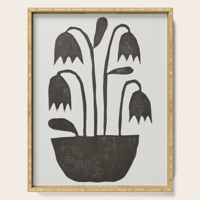 Linocut Tulips #2 Serving Tray Gallery Image 1