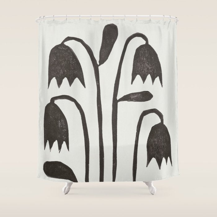 Linocut Tulips #2 Shower Curtain Gallery Image 1