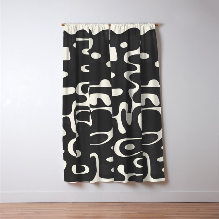 Minimal Abstract Maze - Noir Window Curtain Gallery Image 3
