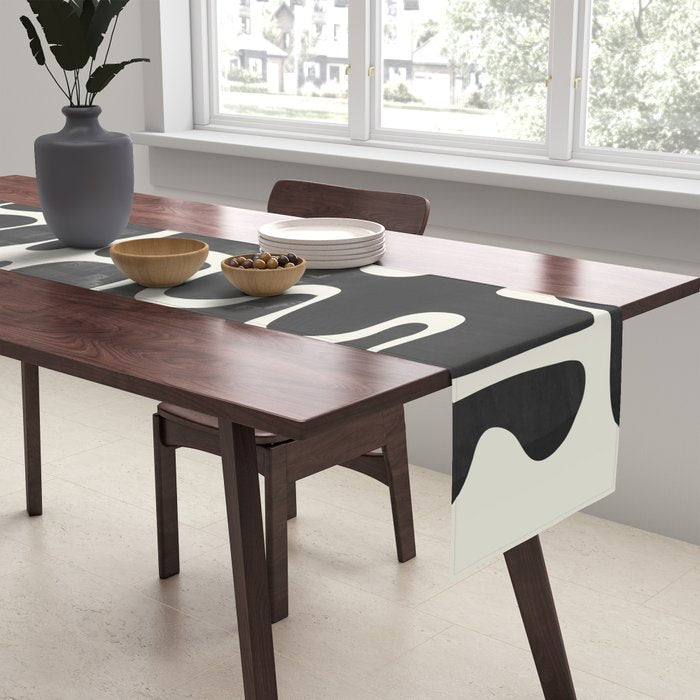 Minimal Abstract Maze - Noir Table Runner Gallery Image 2