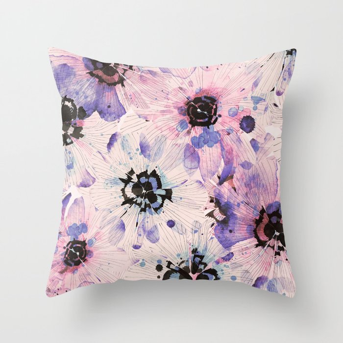 Abstract flowered paint modern Throw Pillow Gallery Image 1