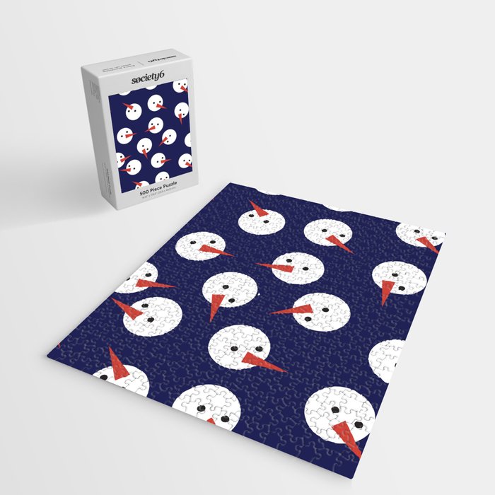 Snowmen pattern on dark Jigsaw Puzzle Gallery Image 2