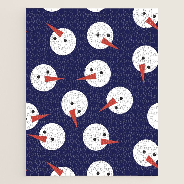 Snowmen pattern on dark Jigsaw Puzzle Gallery Image 1
