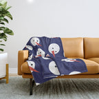 Snowmen pattern on dark Throw Blanket Gallery Image 1