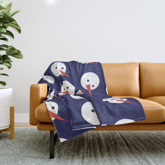 Snowmen pattern on dark Throw Blanket Gallery Image 1