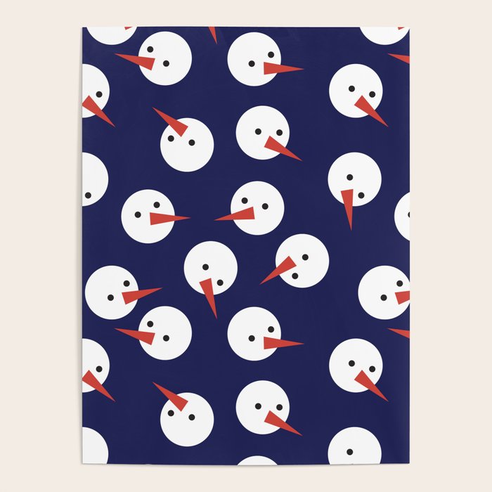 Snowmen pattern on dark Poster Gallery Image 1