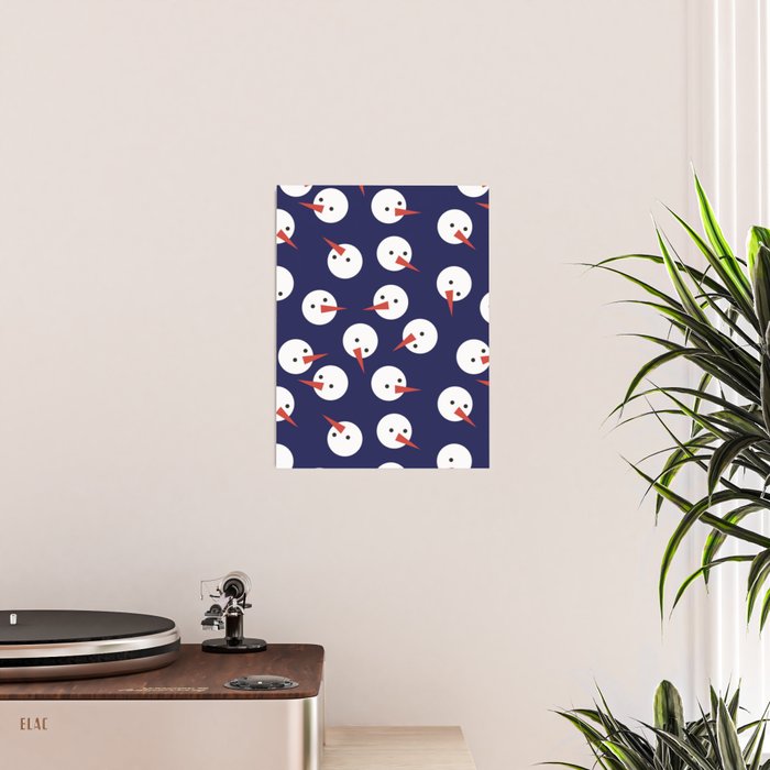 Snowmen pattern on dark Poster Gallery Image 2