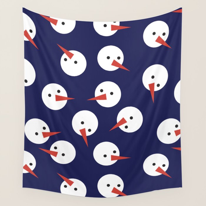 Snowmen pattern on dark Wall Tapestry Gallery Image 1