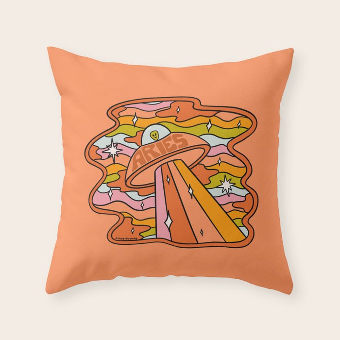 Aries UFO Throw Pillow Gallery Image 1