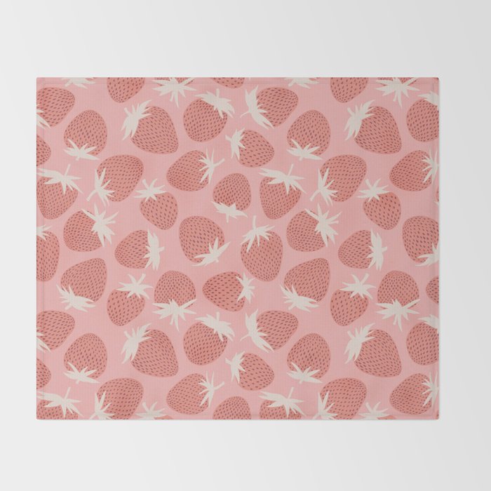 Pink Strawberries Throw Blanket Gallery Image 2
