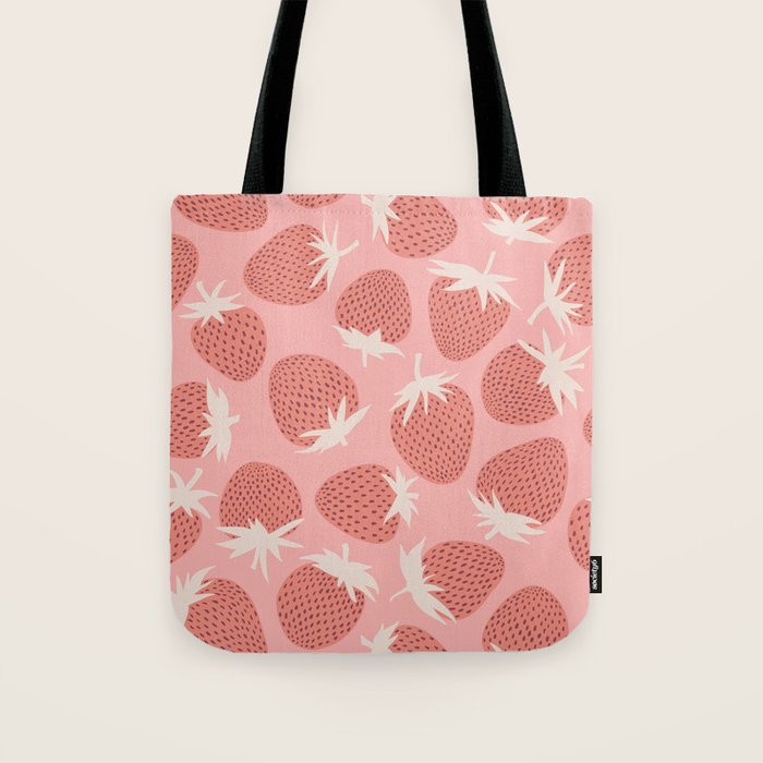 Pink Strawberries Tote Bag Gallery Image 1