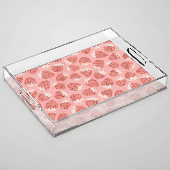 Pink Strawberries Acrylic Tray Gallery Image 1