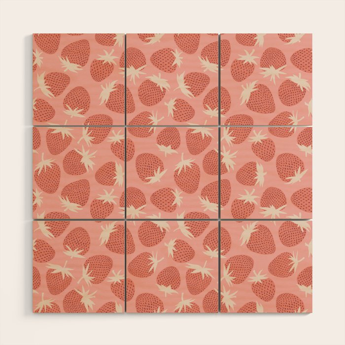 Pink Strawberries Wood Wall Art Gallery Image 1