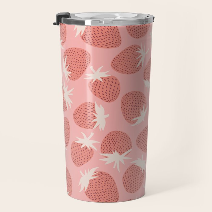 Pink Strawberries Travel Mug Gallery Image 3